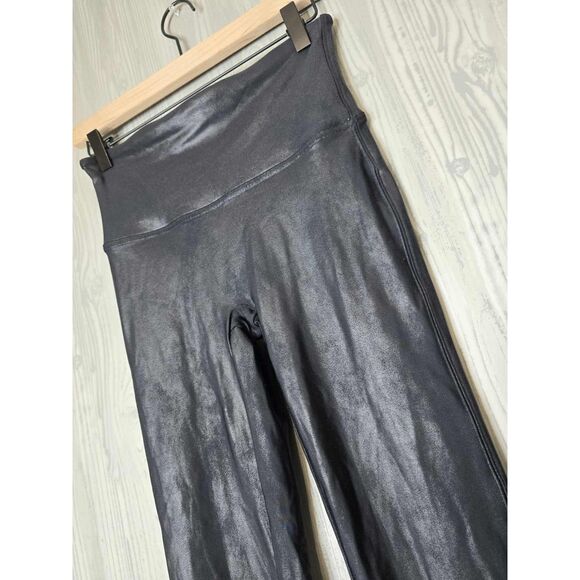 Spanx Faux Leather Leggings Black Size Large High Rise Shaping Lined - Picture 3 of 7